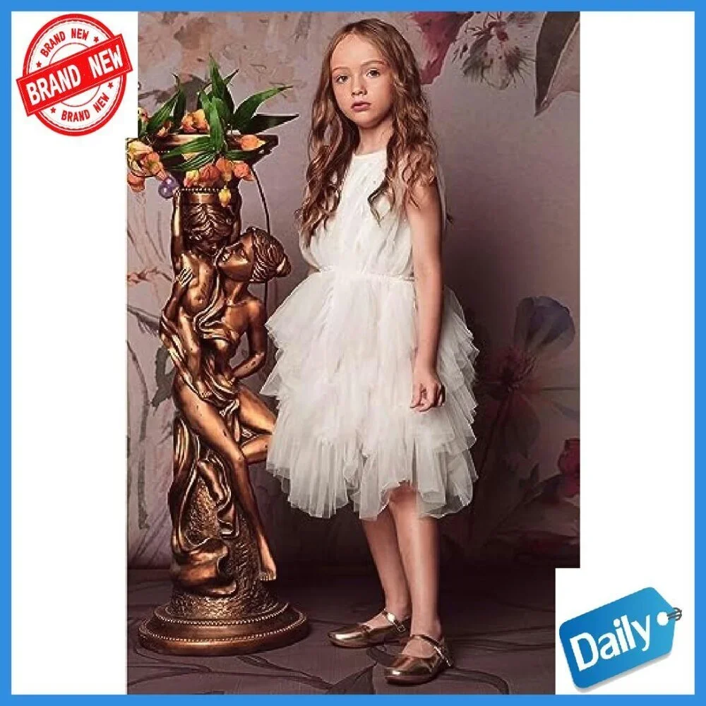 Girls Tutu Dress Toddler Tulle Flutter Sleeves Flower Girl Wedding Birthday